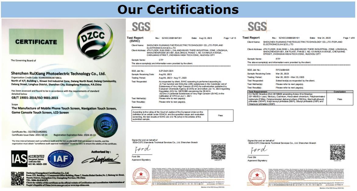 Certifications-ISO9001, CTP, RTP