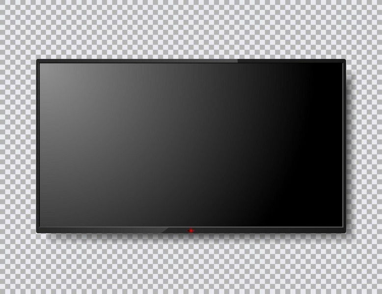 realistic tv screen isolated illustration with red button