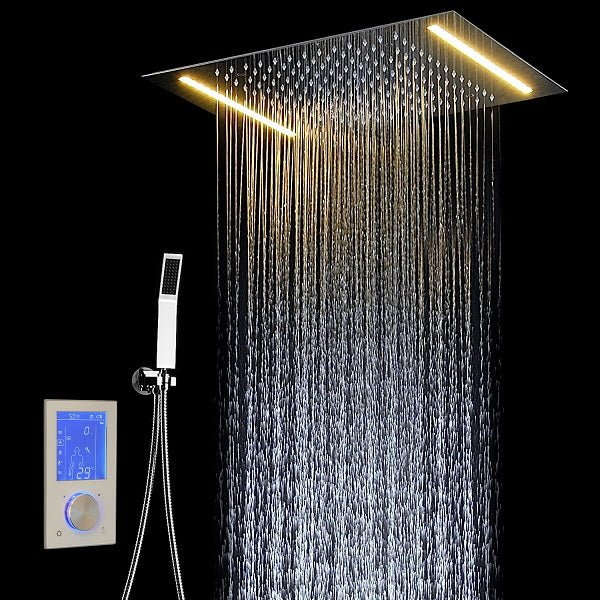 white led shower system with lcd touch screen