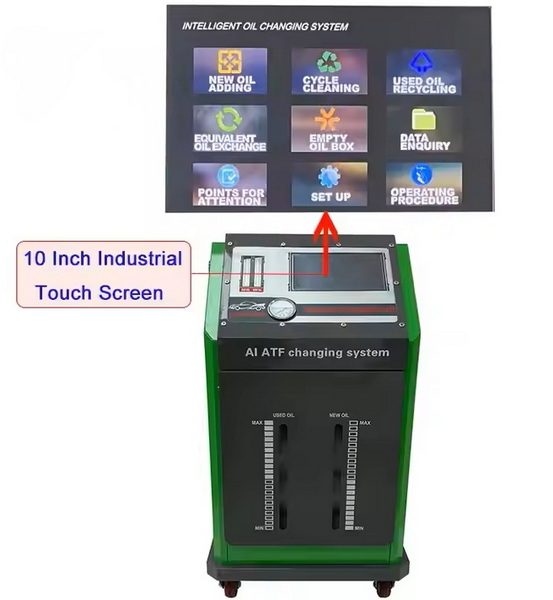 touchscreen operated industrial oil dispensing system